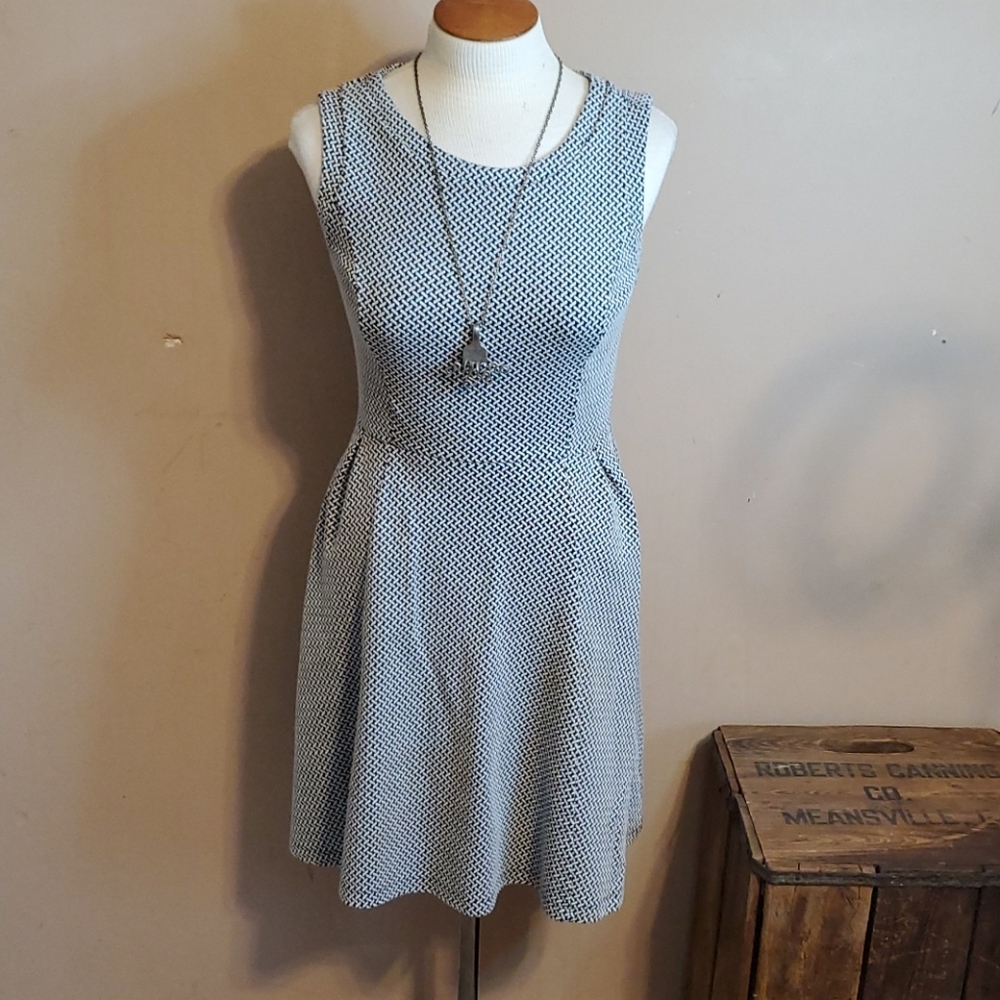Merona stretch navy & white plaid dress size XS